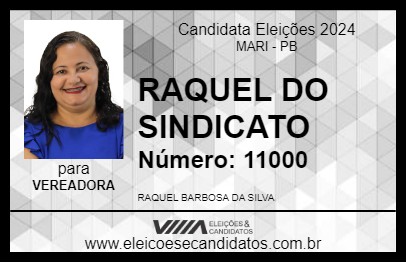 Candidato RAQUEL DO SINDICATO 2024 - MARI - Eleições