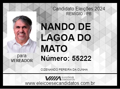 Candidato NANDO DE LAGOA DO MATO 2024 - REMÍGIO - Eleições