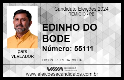 Candidato EDINHO DO BODE 2024 - REMÍGIO - Eleições