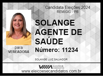 Candidato SOLANGE AGENTE DE SAÚDE 2024 - REMÍGIO - Eleições