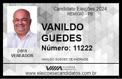 Candidato VANILDO GUEDES 2024 - REMÍGIO - Eleições