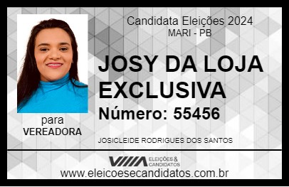 Candidato JOSY DA LOJA EXCLUSIVA 2024 - MARI - Eleições