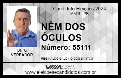 Candidato NÊM DOS ÓCULOS 2024 - MARI - Eleições