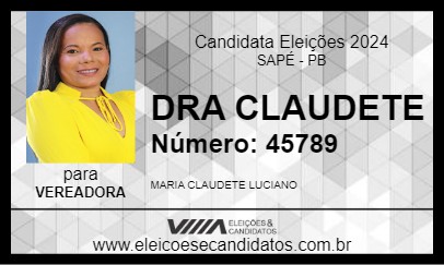 Candidato DRA CLAUDETE 2024 - SAPÉ - Eleições