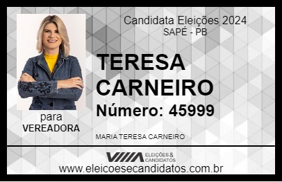 Candidato TERESA CARNEIRO 2024 - SAPÉ - Eleições