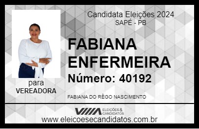 Candidato FABIANA ENFERMEIRA 2024 - SAPÉ - Eleições