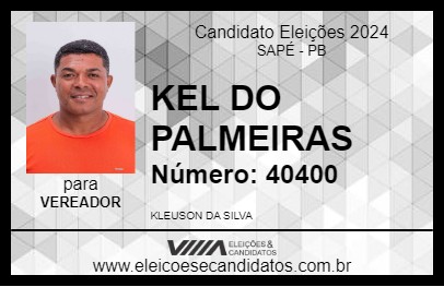 Candidato KEL DO PALMEIRAS 2024 - SAPÉ - Eleições