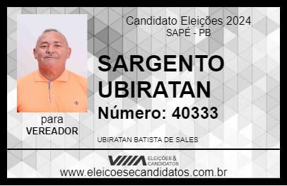 Candidato SARGENTO UBIRATAN 2024 - SAPÉ - Eleições