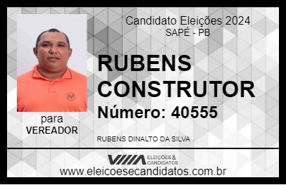 Candidato RUBENS CONSTRUTOR 2024 - SAPÉ - Eleições