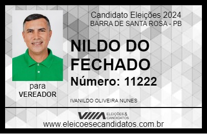 Candidato NILDO DO FECHADO 2024 - BARRA DE SANTA ROSA - Eleições