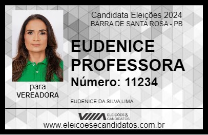 Candidato EUDENICE PROFESSORA 2024 - BARRA DE SANTA ROSA - Eleições