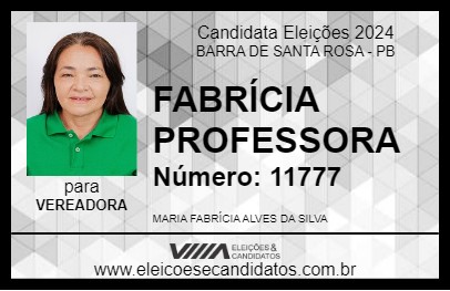 Candidato FABRÍCIA PROFESSORA 2024 - BARRA DE SANTA ROSA - Eleições