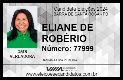 Candidato ELIANE DE ROBÉRIO 2024 - BARRA DE SANTA ROSA - Eleições