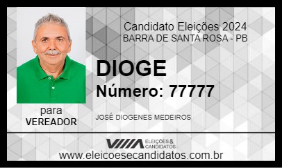 Candidato DIOGE 2024 - BARRA DE SANTA ROSA - Eleições