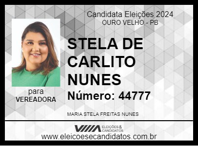 Candidato STELA DE CARLITO NUNES  2024 - OURO VELHO - Eleições