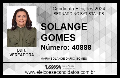 Candidato SOLANGE GOMES 2024 - BERNARDINO BATISTA - Eleições