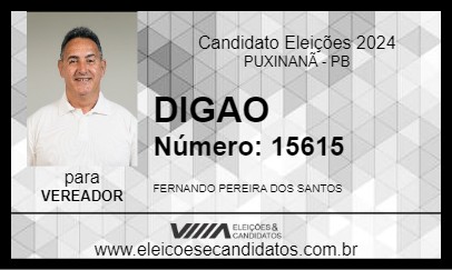 Candidato DIGAO 2024 - PUXINANÃ - Eleições