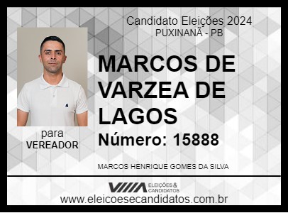 Candidato MARCOS DE VARZEA DE LAGOA 2024 - PUXINANÃ - Eleições