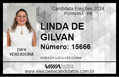 Candidato LINDA DE GILVAN 2024 - PUXINANÃ - Eleições