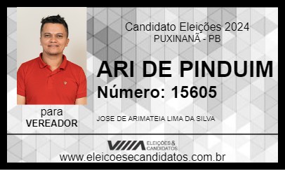 Candidato ARI DE PINDUI 2024 - PUXINANÃ - Eleições