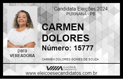 Candidato CARMEN DOLORES 2024 - PUXINANÃ - Eleições