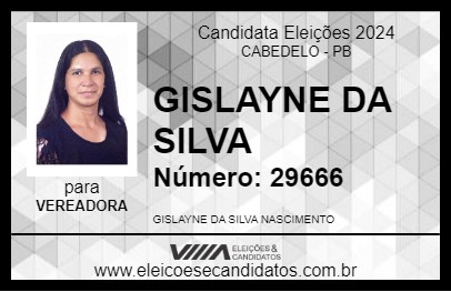 Candidato GISLAYNE DA SILVA 2024 - CABEDELO - Eleições