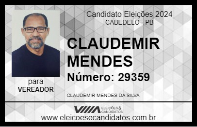 Candidato CLAUDEMIR MENDES 2024 - CABEDELO - Eleições