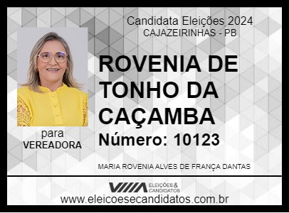 Candidato ROVENIA DE TONHO DA CAÇAMBA 2024 - CAJAZEIRINHAS - Eleições