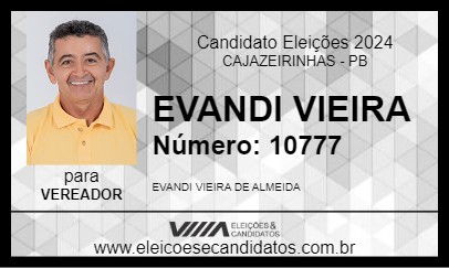 Candidato EVANDI VIEIRA 2024 - CAJAZEIRINHAS - Eleições