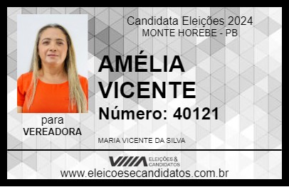 Candidato AMÉLIA VICENTE 2024 - MONTE HOREBE - Eleições