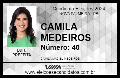 Candidato CAMILA MEDEIROS 2024 - NOVA PALMEIRA - Eleições