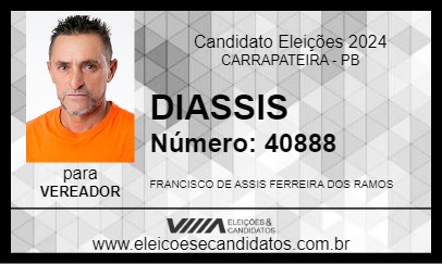 Candidato DIASSIS 2024 - CARRAPATEIRA - Eleições