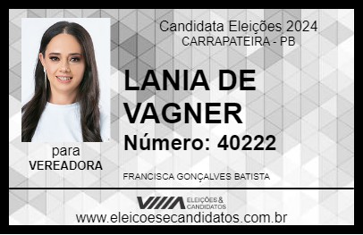 Candidato LANIA DE VAGNER 2024 - CARRAPATEIRA - Eleições