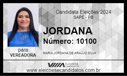 Candidato JORDANA  2024 - SAPÉ - Eleições