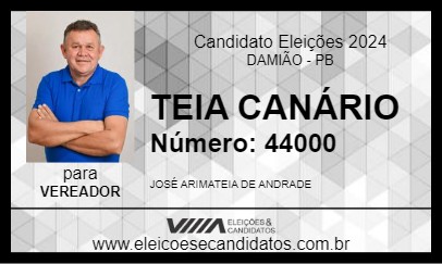 Candidato TEIA CANÁRIO 2024 - DAMIÃO - Eleições