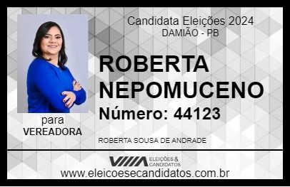 Candidato ROBERTA NEPOMUCENO 2024 - DAMIÃO - Eleições