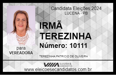 Candidato IRMÃ TEREZINHA 2024 - LUCENA - Eleições