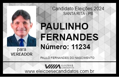 Candidato PAULINHO FERNANDES 2024 - SANTA RITA - Eleições