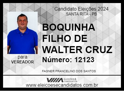 Candidato BOQUINHA FILHO DE WALTER CRUZ 2024 - SANTA RITA - Eleições