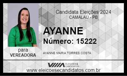 Candidato AYANNE 2024 - CAMALAÚ - Eleições