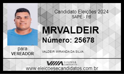 Candidato MRVALDEIR 2024 - SAPÉ - Eleições