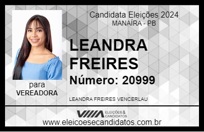 Candidato LEANDRA FREIRES 2024 - MANAÍRA - Eleições