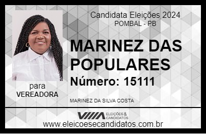 Candidato MARINEZ DAS POPULARES 2024 - POMBAL - Eleições