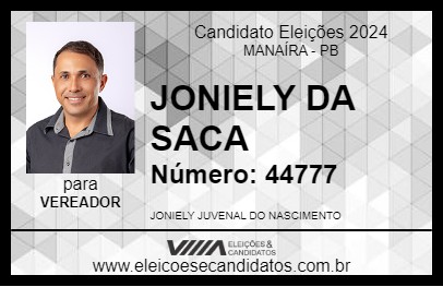 Candidato JONIELY DA SACA 2024 - MANAÍRA - Eleições