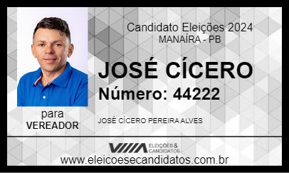 Candidato JOSÉ CÍCERO 2024 - MANAÍRA - Eleições