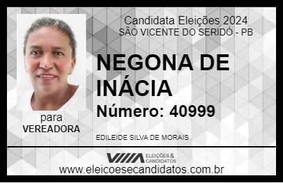 Candidato NEGONA DE INÁCIA 2024 - SÃO VICENTE DO SERIDÓ - Eleições