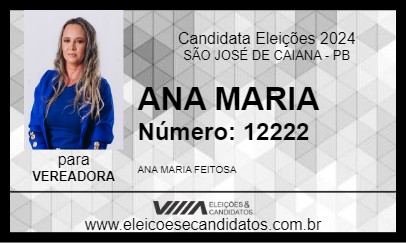 Candidato ANA MARIA 2024 - SÃO JOSÉ DE CAIANA - Eleições