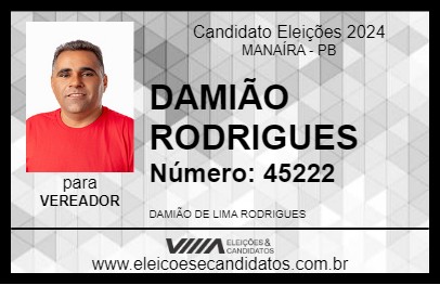 Candidato DAMIÃO RODRIGUES 2024 - MANAÍRA - Eleições