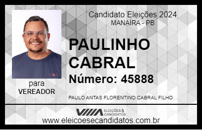 Candidato PAULINHO CABRAL 2024 - MANAÍRA - Eleições