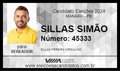 Candidato SILLAS SIMÃO 2024 - MANAÍRA - Eleições